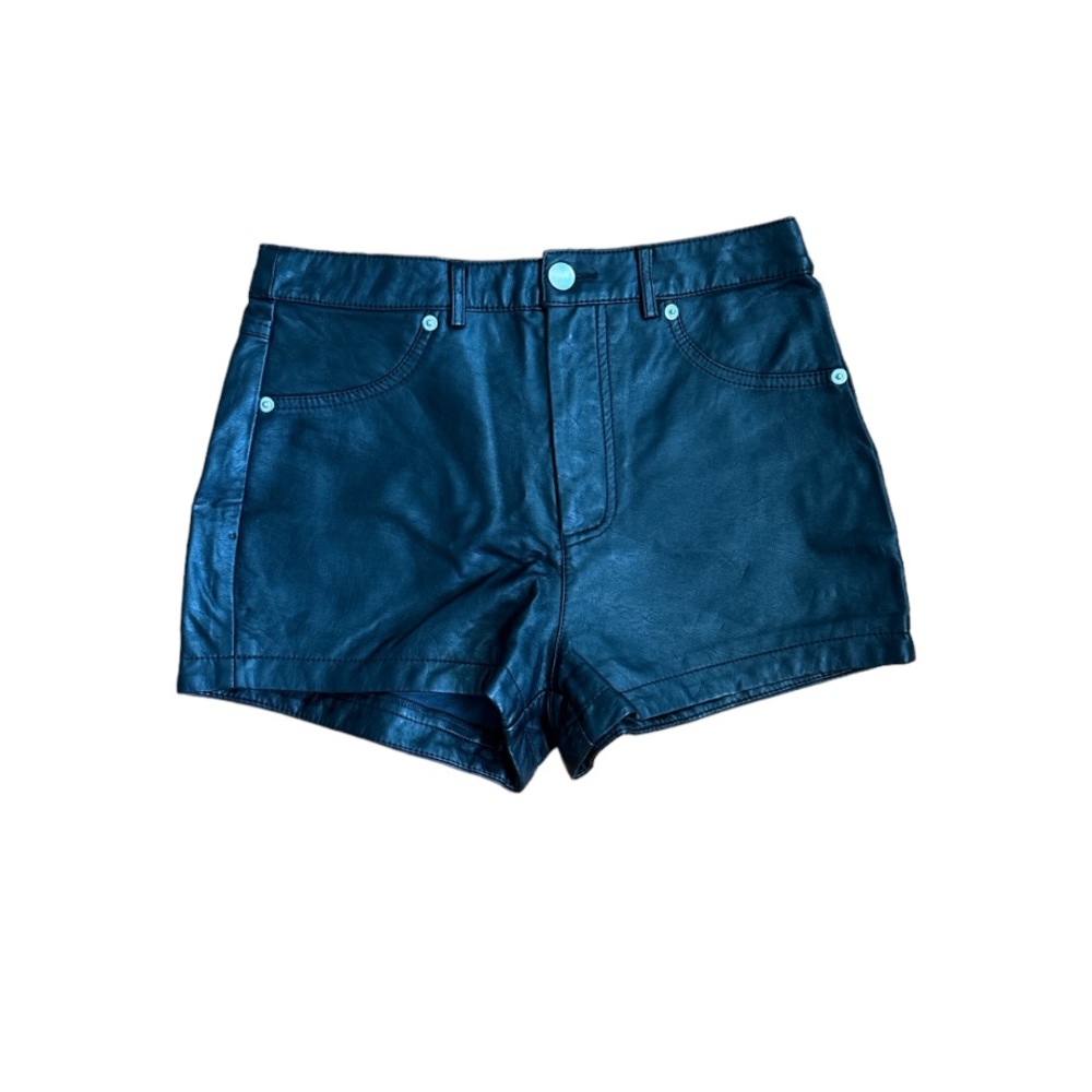 Black leather high waisted shorts M
